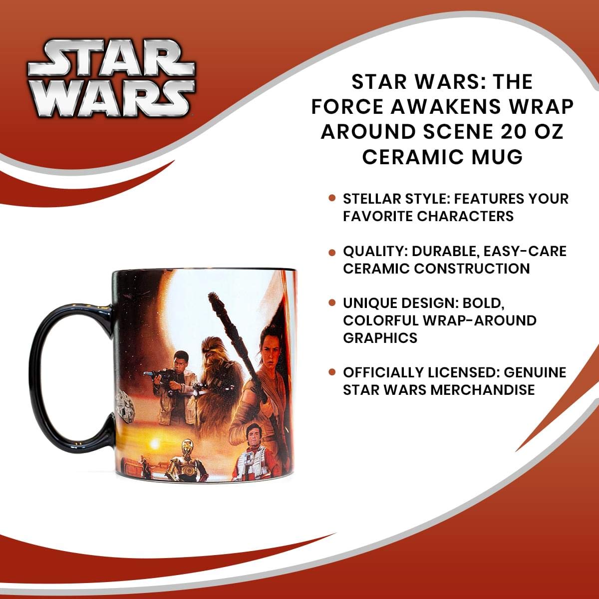 Foto 7 | Taza Envolvente Con Escena Envolvente De Star Wars El Despertar De La Fuerza  600 Ml - Venta Internacional.