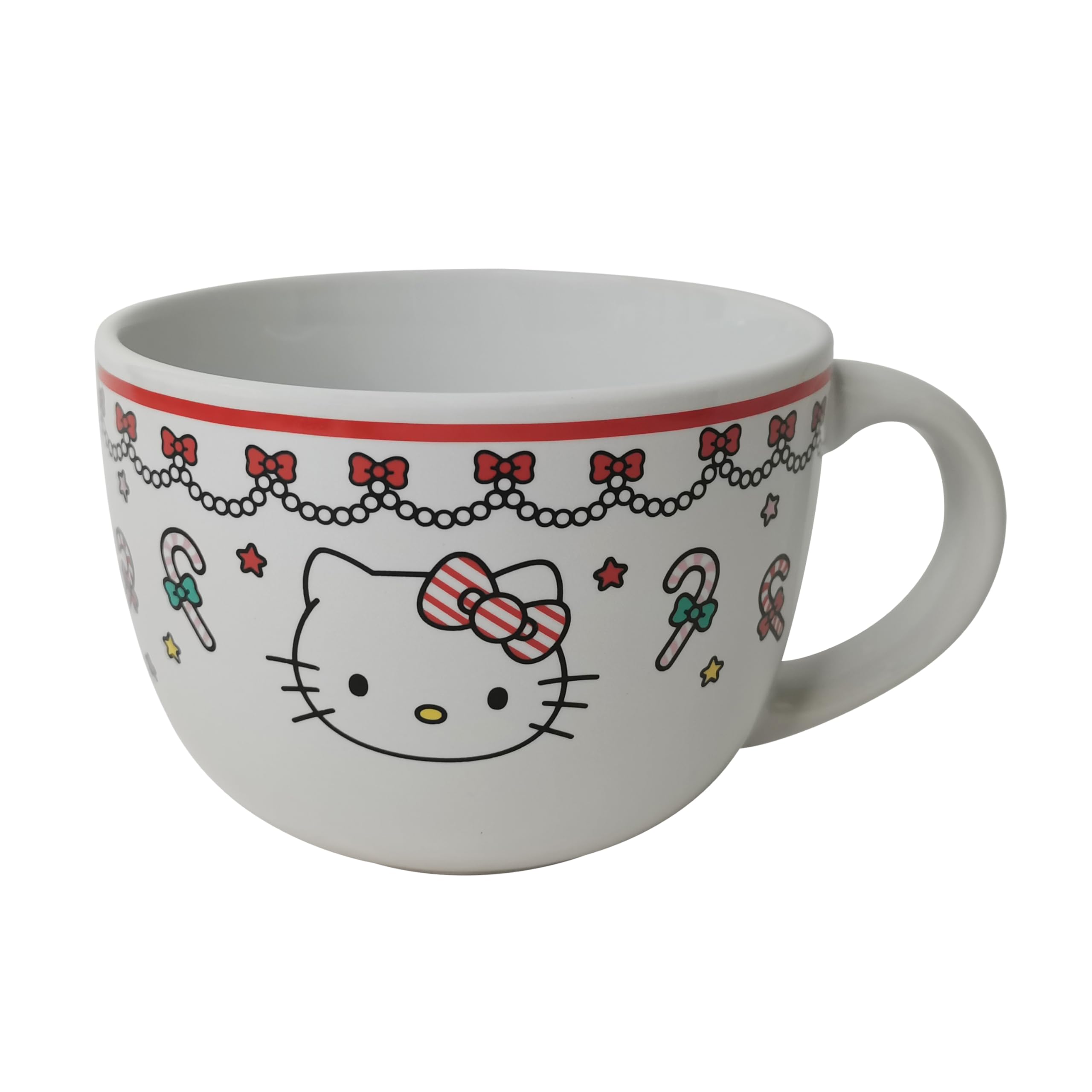 Foto 2 pulgar | Taza De Sopa Silver Buffalo Hello Kitty Face  710 Ml  Cerámica - Venta Internacional.
