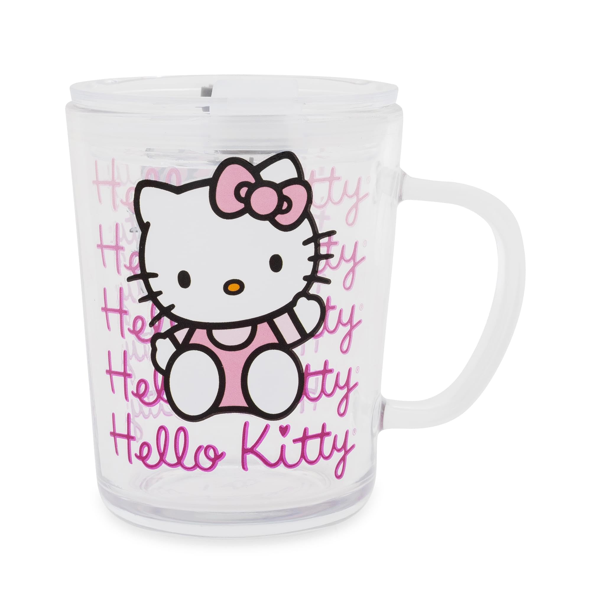 Foto 2 pulgar | Taza Hello Kitty Sanrio Pink Outfit De Cristal Con Tapa  400 Ml - Venta Internacional.