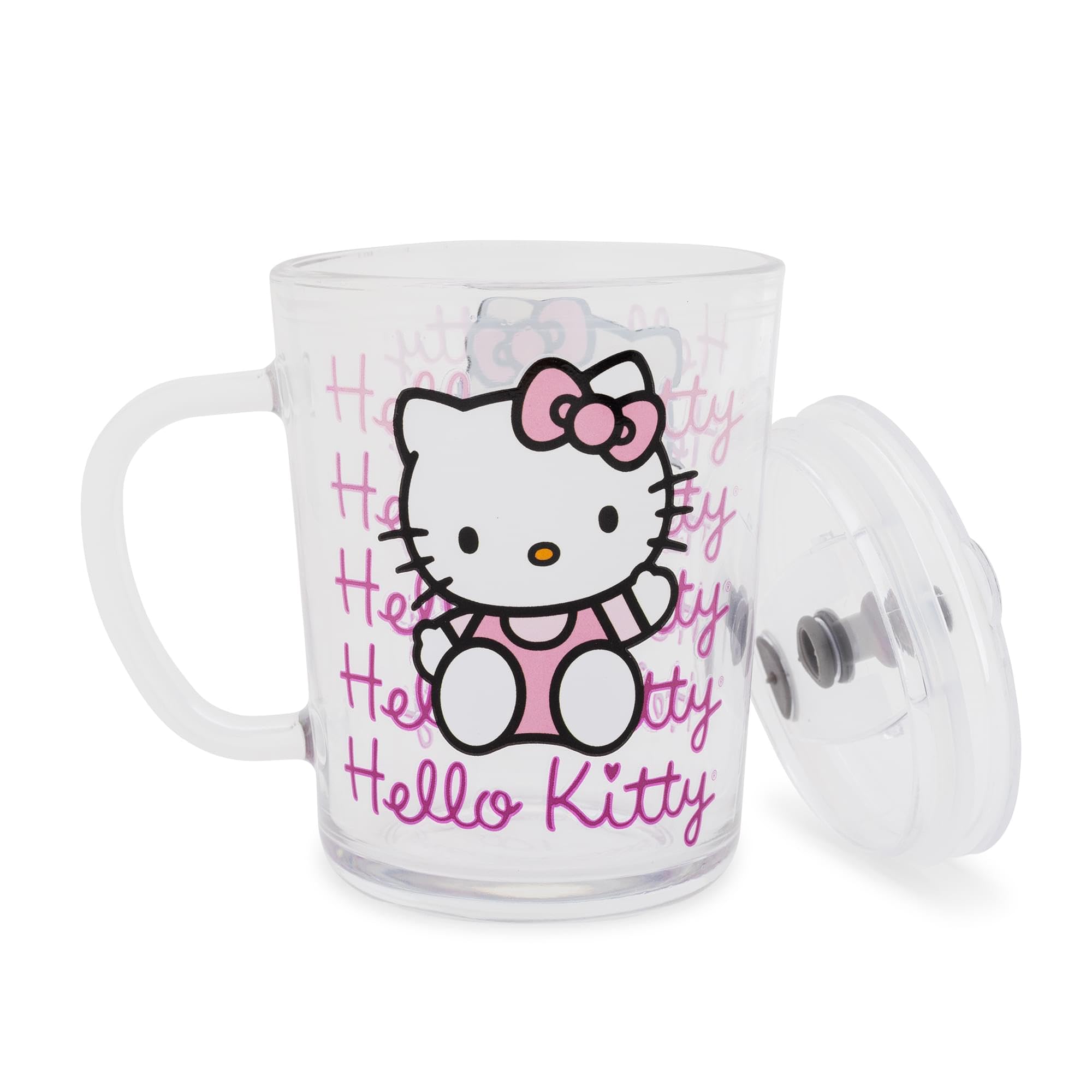 Foto 4 pulgar | Taza Hello Kitty Sanrio Pink Outfit De Cristal Con Tapa  400 Ml - Venta Internacional.