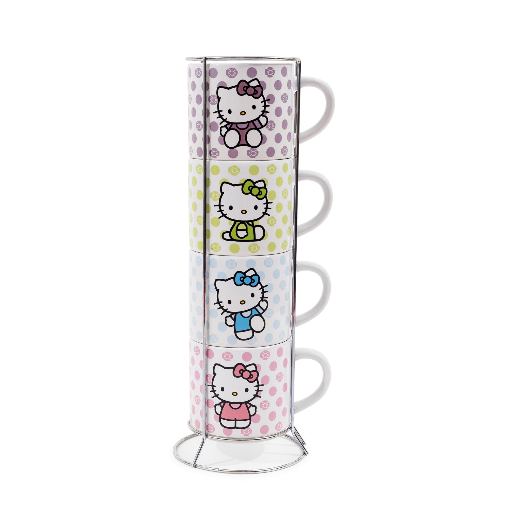 Foto 2 pulgar | Juego De Tazas Silver Buffalo Sanrio Hello Kitty De 4 Piezas Con Estante - Venta Internacional.