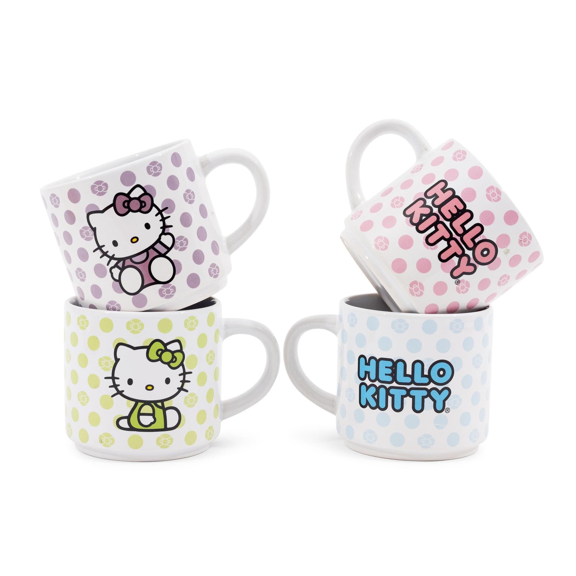 Foto 5 pulgar | Juego De Tazas Silver Buffalo Sanrio Hello Kitty De 4 Piezas Con Estante - Venta Internacional.
