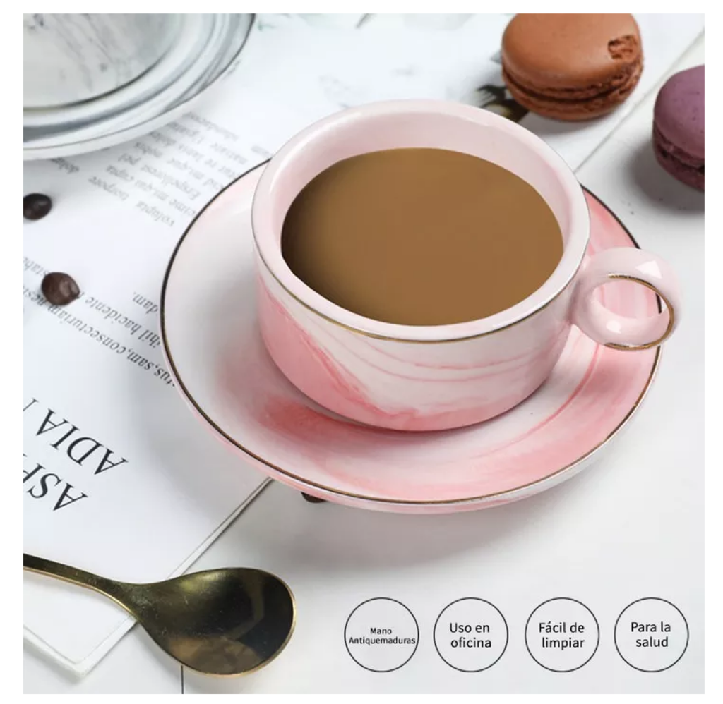 Foto 5 | Juego De Tazas De Expreso Con Base De Metal, 6 Piezas Rosa Marmol