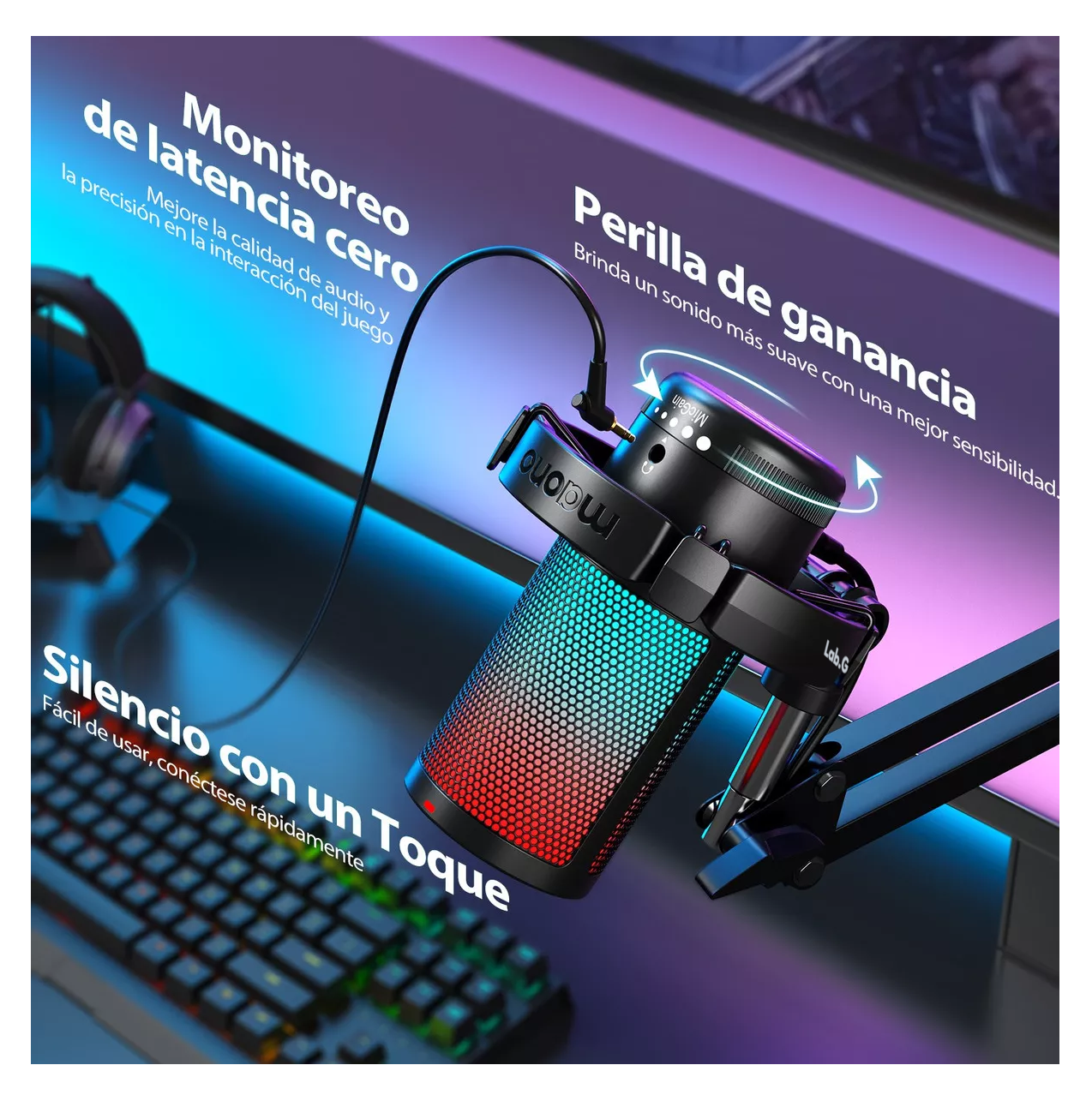 Foto 4 pulgar | Micrófono Pc Gamer Lab.g, Micrófono Usb Condensador Con Cancelación De Ruido Negro