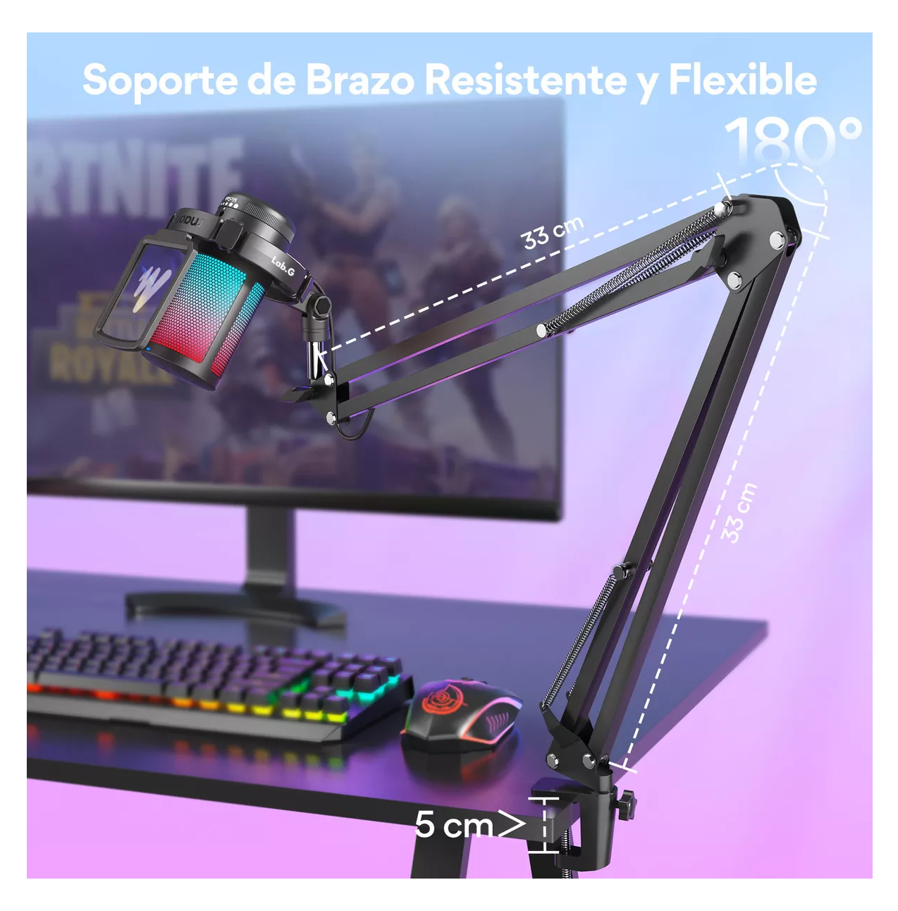 Foto 5 | Micrófono Pc Gamer Lab.g, Micrófono Usb Condensador Con Cancelación De Ruido Negro
