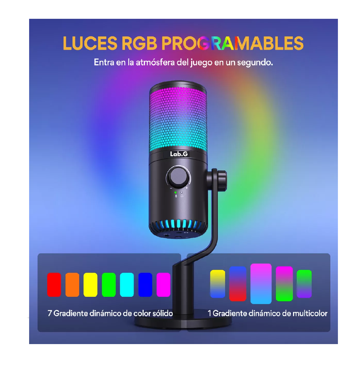 Foto 3 pulgar | Micrófono Gamer Lab.g Condensador Usb Podcast Pc Dm30 Rgb Negro