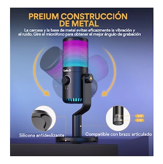 Foto 5 | Micrófono Gamer Lab.g Condensador Usb Podcast Pc Dm30 Rgb Negro