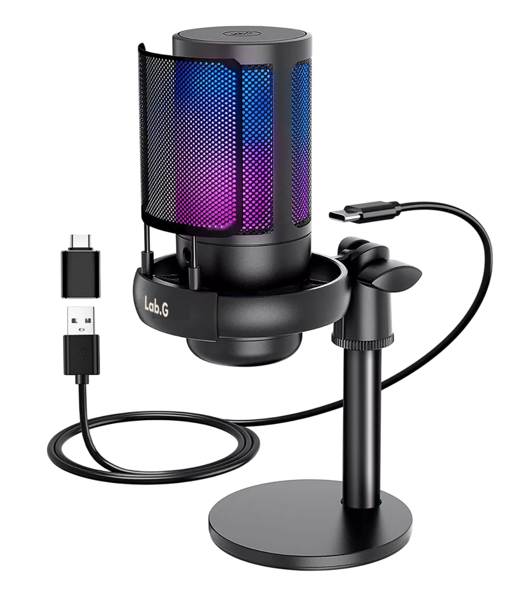 Foto 2 pulgar | Micrófonos Lab.g Usb Rgb Condensador Cardioide Para Pc / Tel Gamer Negro