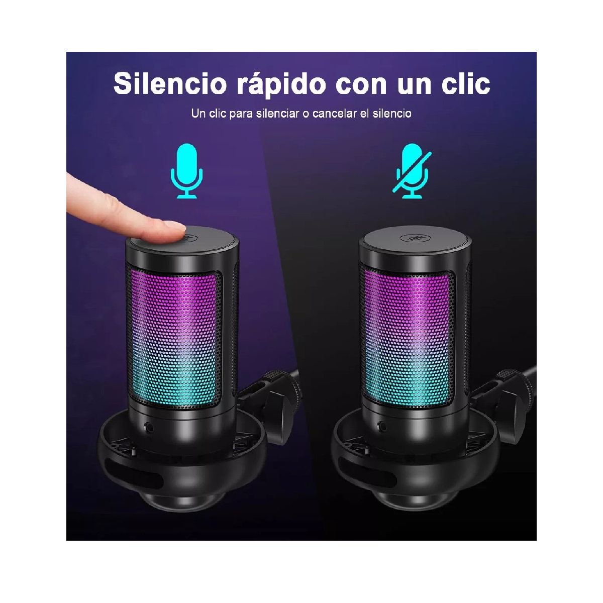 Foto 4 pulgar | Micrófonos Lab.g Usb Rgb Condensador Cardioide Para Pc / Tel Gamer Negro