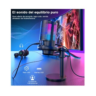 Foto 4 | Micrófonos Lab.g Usb Rgb Condensador Cardioide Para Pc / Tel Gamer Negro