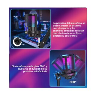 Foto 5 | Micrófonos Lab.g Usb Rgb Condensador Cardioide Para Pc / Tel Gamer Negro