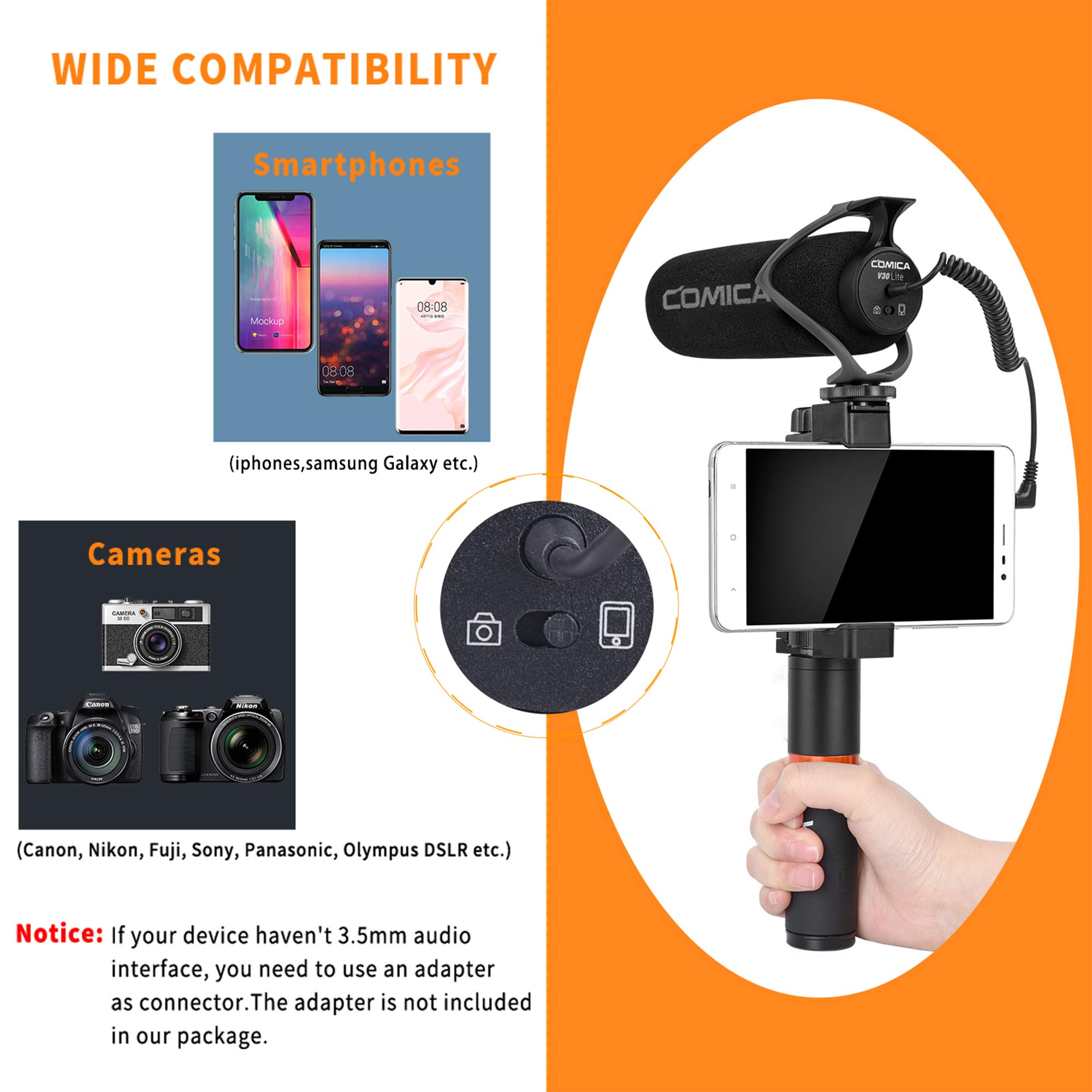 Foto 6 pulgar | Micrófono De Vídeo Comica Cvm-v30 Lite, Micrófono Integrado En Cámara Con Condensador Supercardioide - Venta Inte