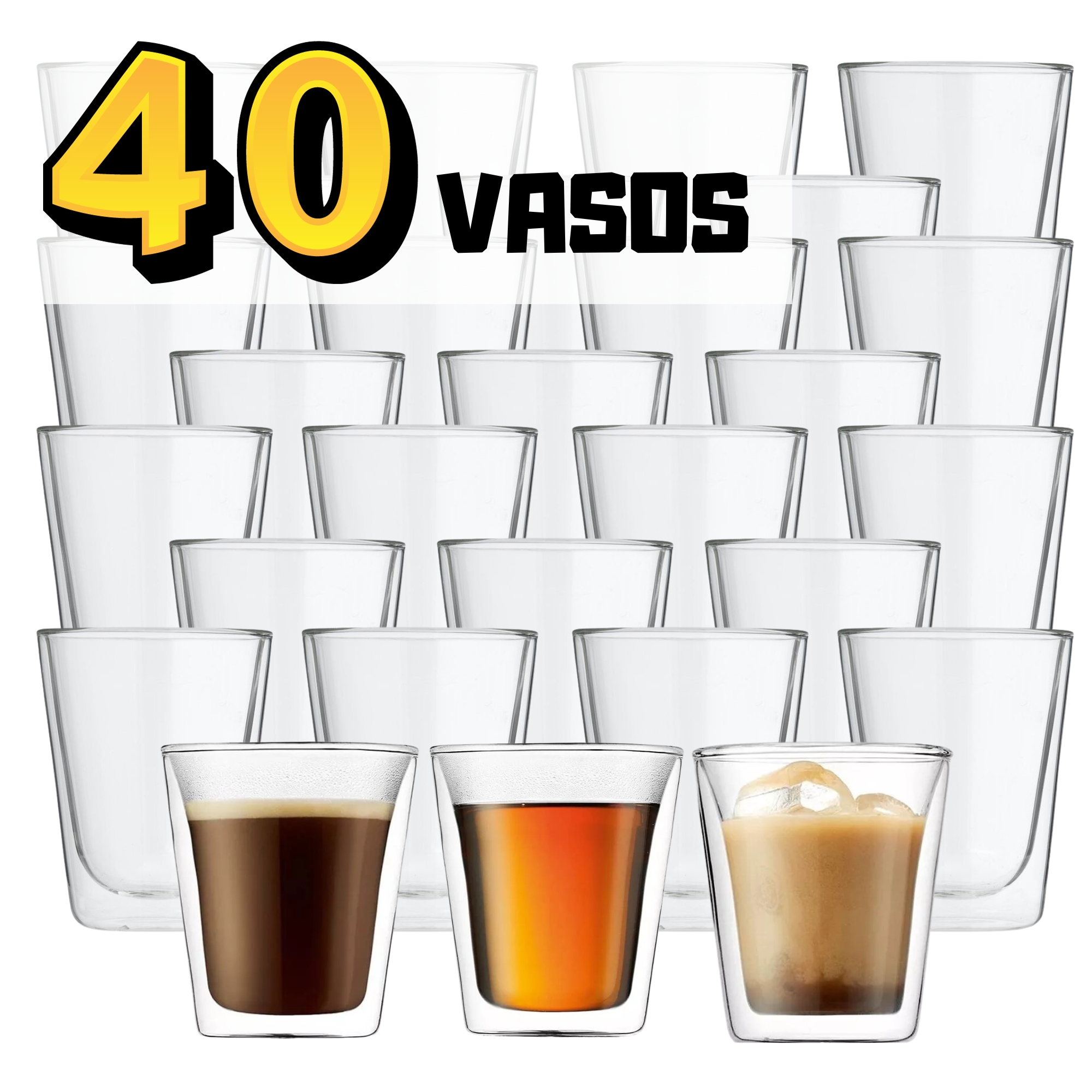 Foto 3 pulgar | Tazas Para Café Vasos De Vidrio Doble Pared Set 40 Pzs 200ml