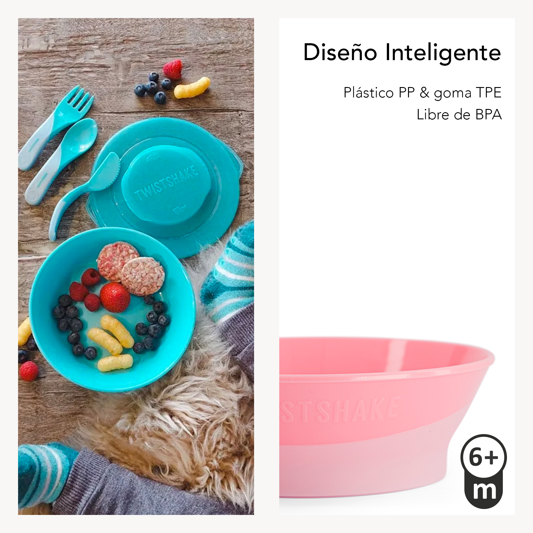 Foto 4 pulgar | Plato Bowl 6+m Twistshake color Rosa Pastel