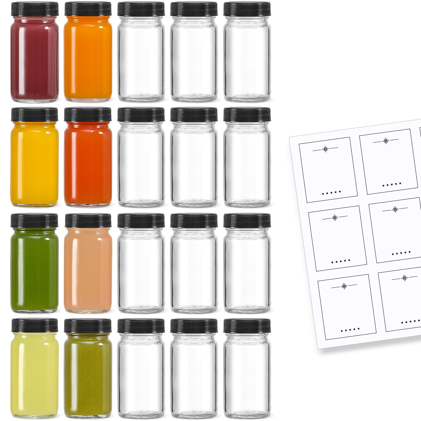 Foto 1 | Botellas De Vidrio Para Chupitos Landneoo De 60 Ml Con Tapas Negras, Paquete De 20 - Venta Internacional.