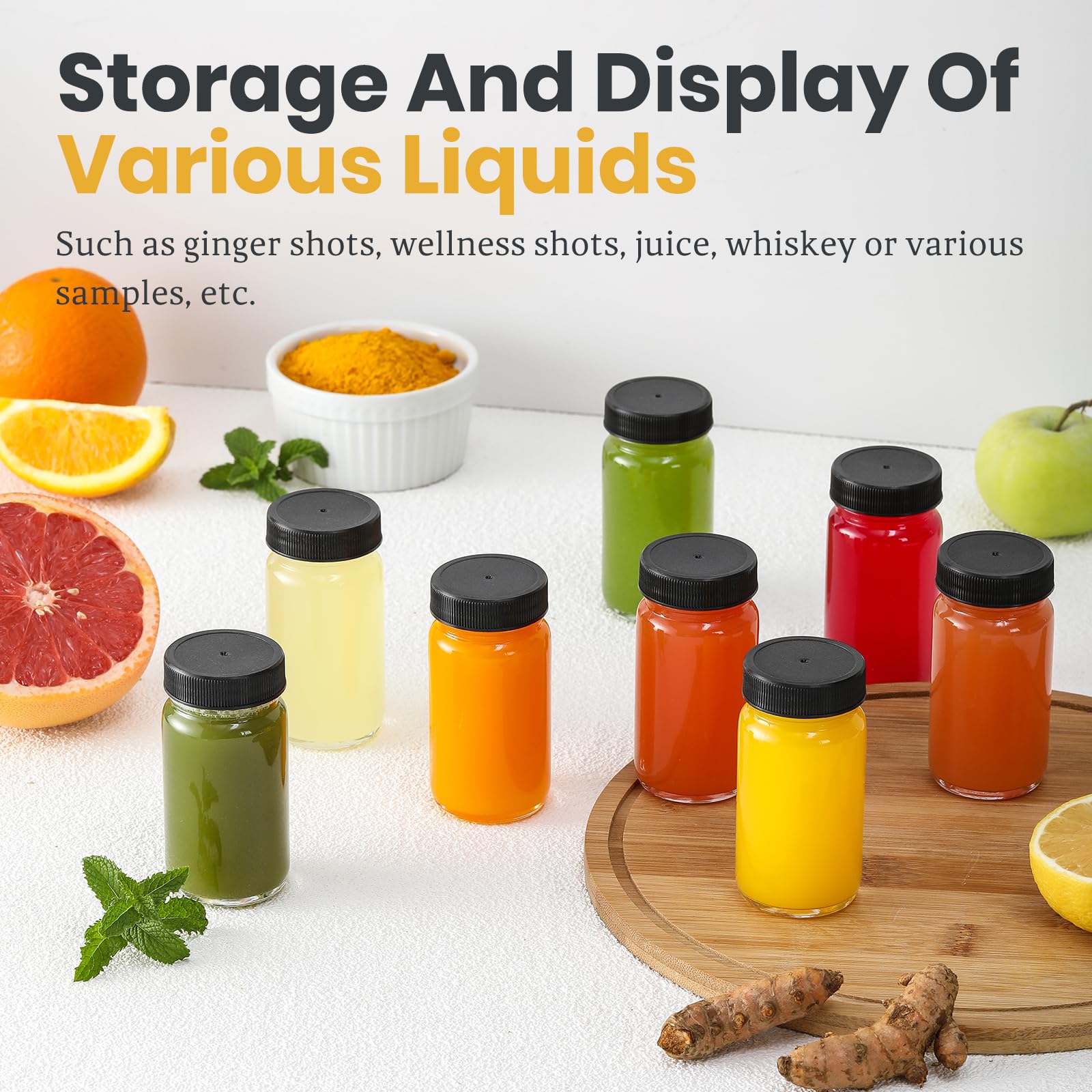 Foto 6 pulgar | Botellas De Vidrio Para Chupitos Landneoo De 60 Ml Con Tapas Negras, Paquete De 20 - Venta Internacional.