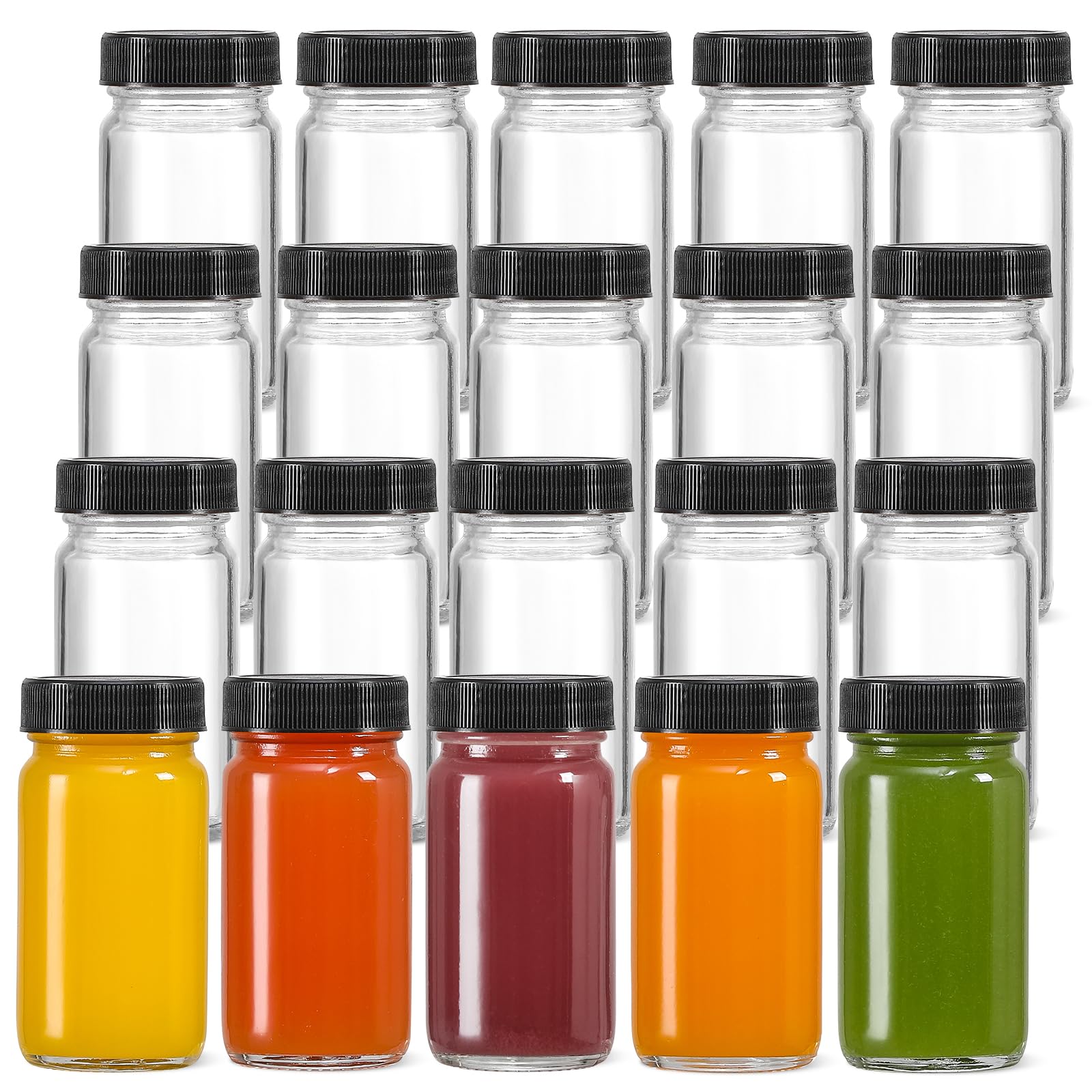 Foto 8 pulgar | Botellas De Vidrio Para Chupitos Landneoo De 60 Ml Con Tapas Negras, Paquete De 20 - Venta Internacional.