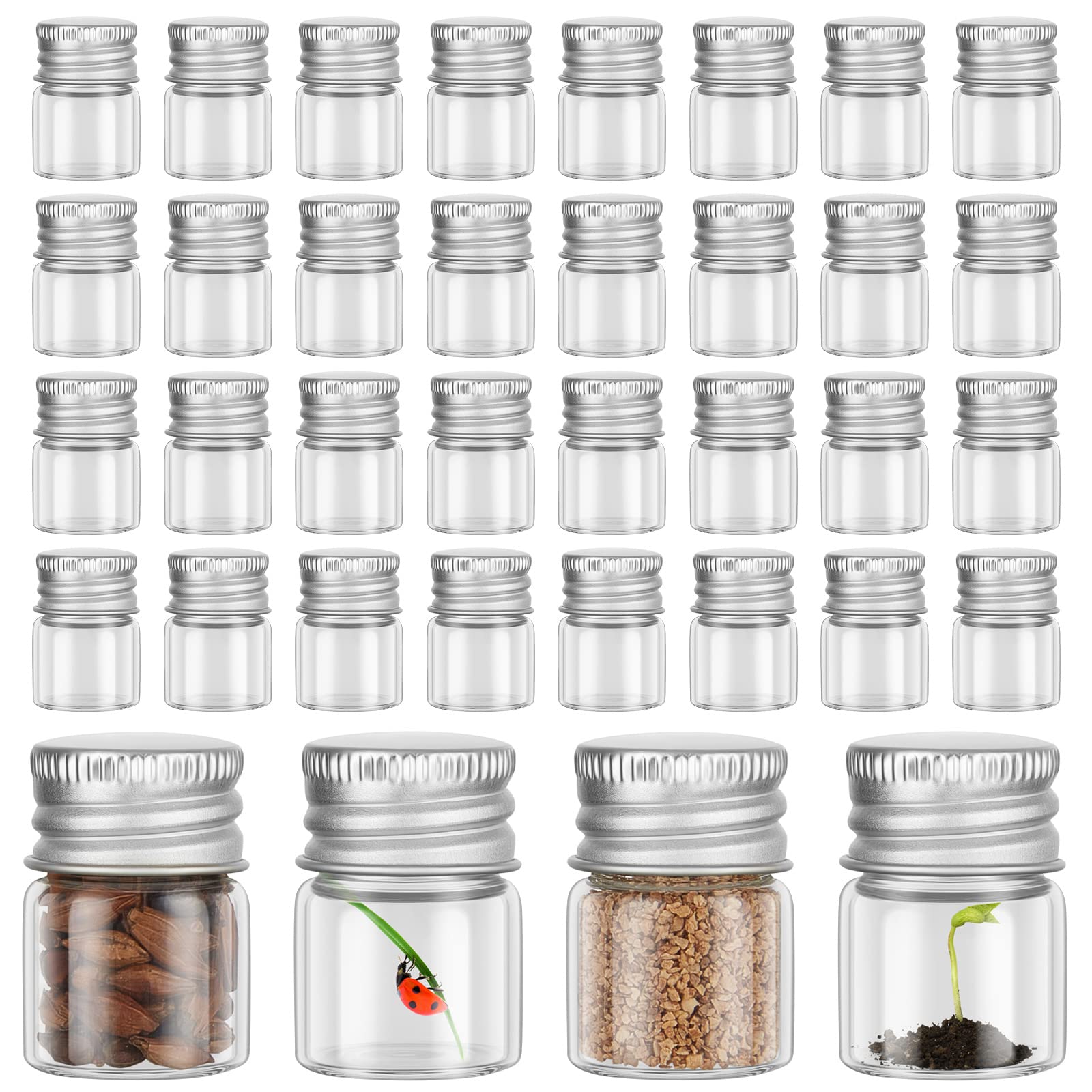 Foto 2 pulgar | Minibotellas De Vidrio Tessco De 5 Ml Con Tapones De Rosca, 100 Unidades, Plateadas - Venta Internacional.