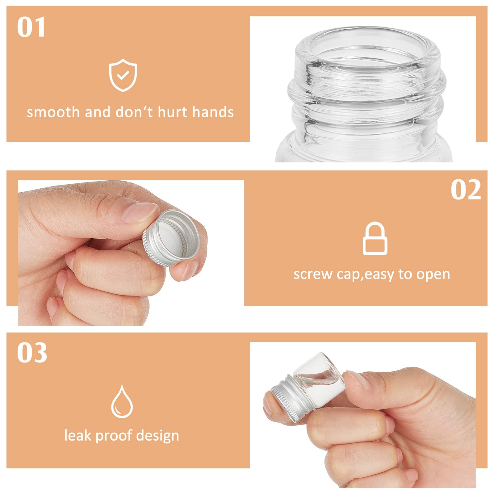 Foto 4 pulgar | Minibotellas De Vidrio Tessco De 5 Ml Con Tapones De Rosca, 100 Unidades, Plateadas - Venta Internacional.