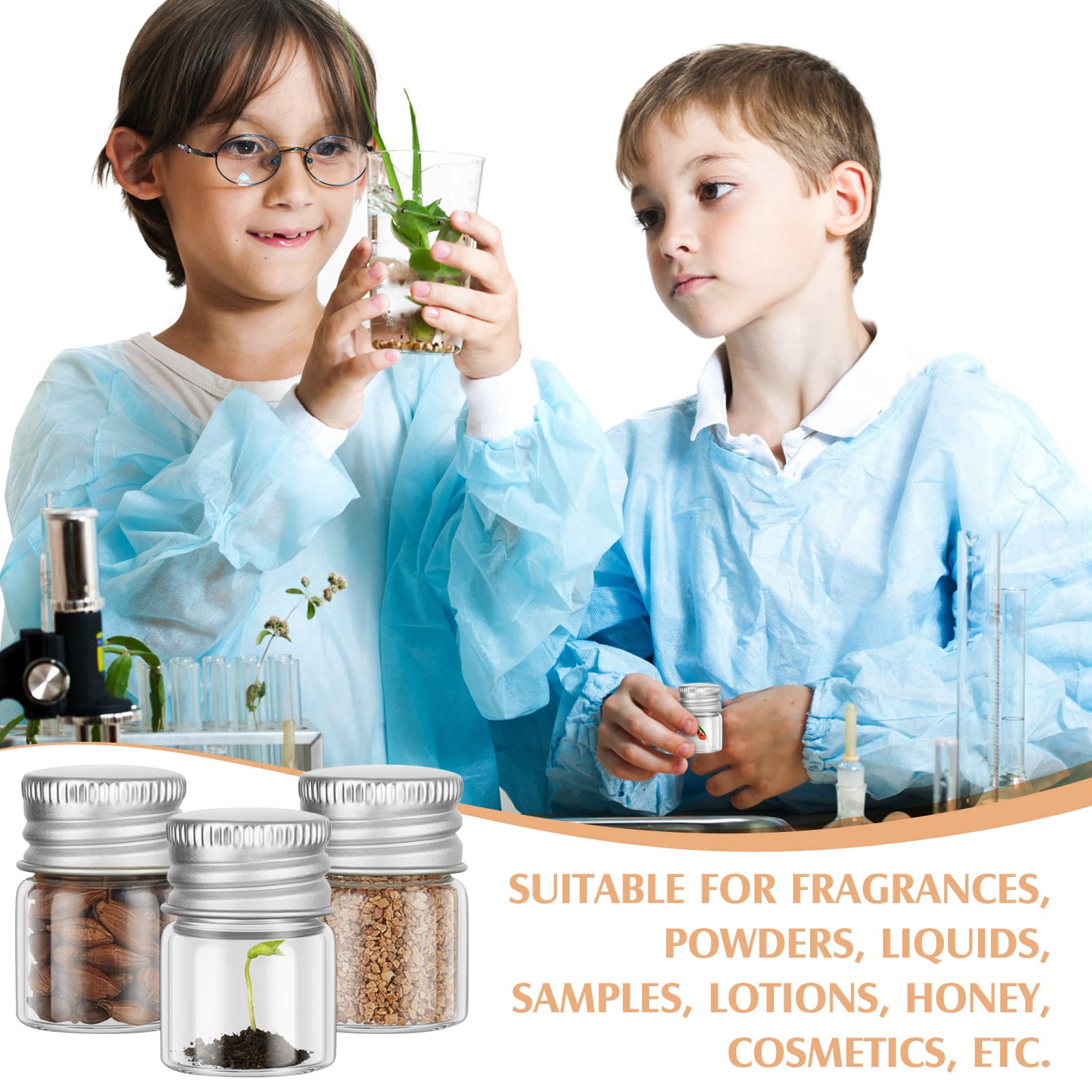 Foto 5 pulgar | Minibotellas De Vidrio Tessco De 5 Ml Con Tapones De Rosca, 100 Unidades, Plateadas - Venta Internacional.