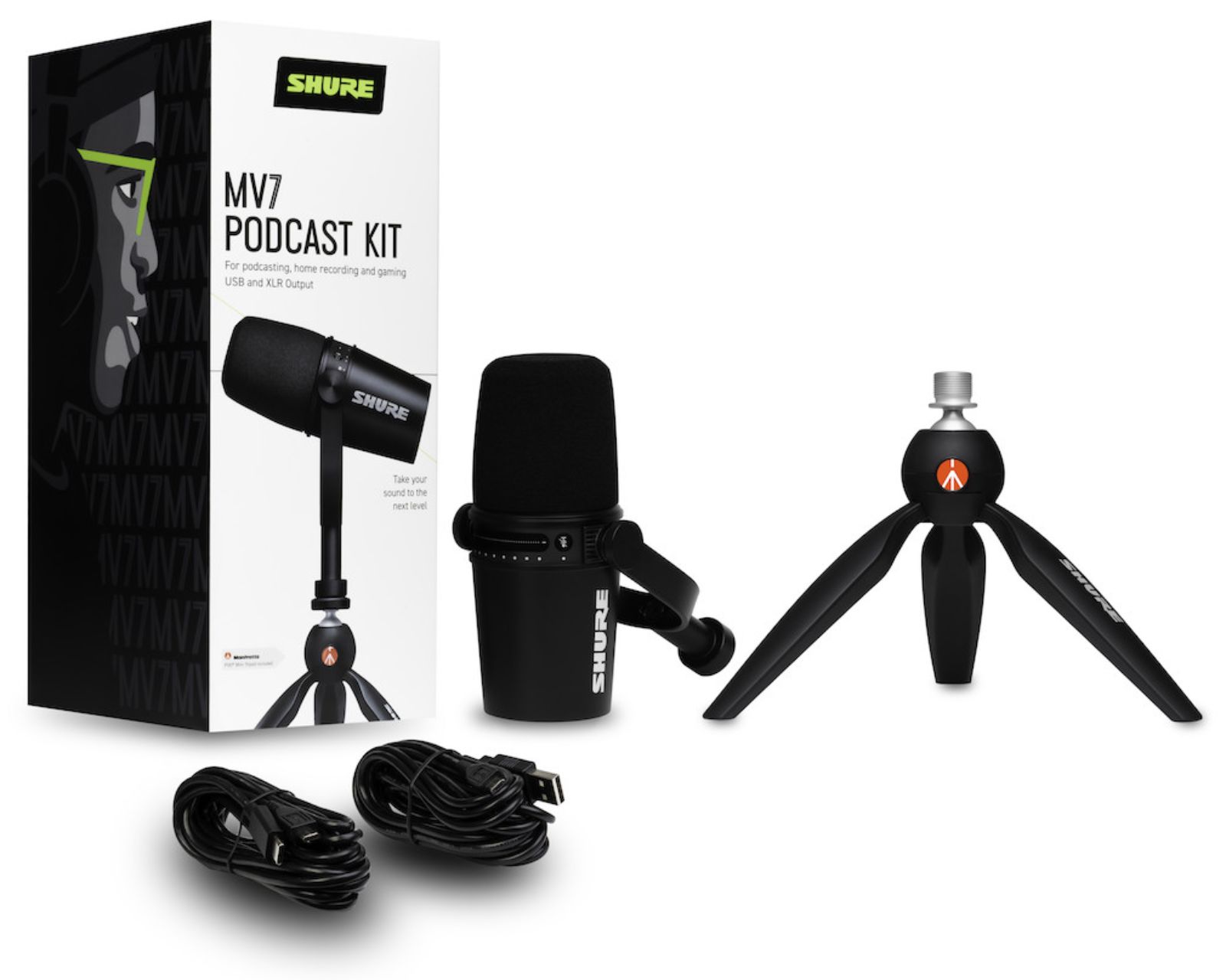 Foto 3 pulgar | Micrófono Podcast Shure Mv7-k-bndl Tripie Manfrotto Pixi Mini