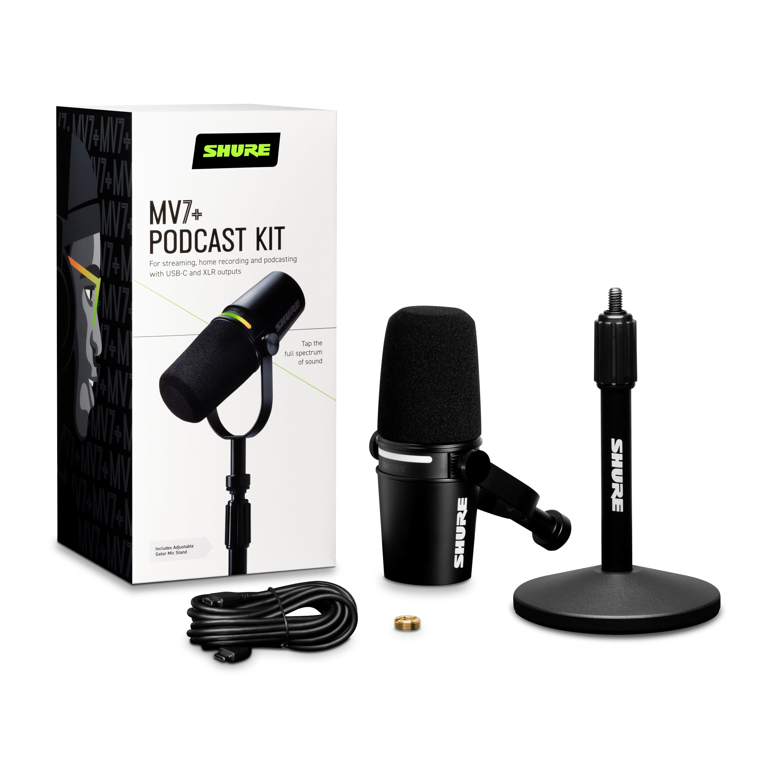 Foto 3 pulgar | Micrófono Shure Mv7+ Podcast Dynamic Con Soporte Negro - Venta Internacional.