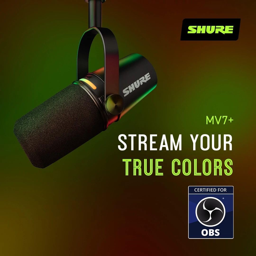 Foto 8 pulgar | Micrófono Shure Mv7+ Podcast Dynamic Con Soporte Negro - Venta Internacional.