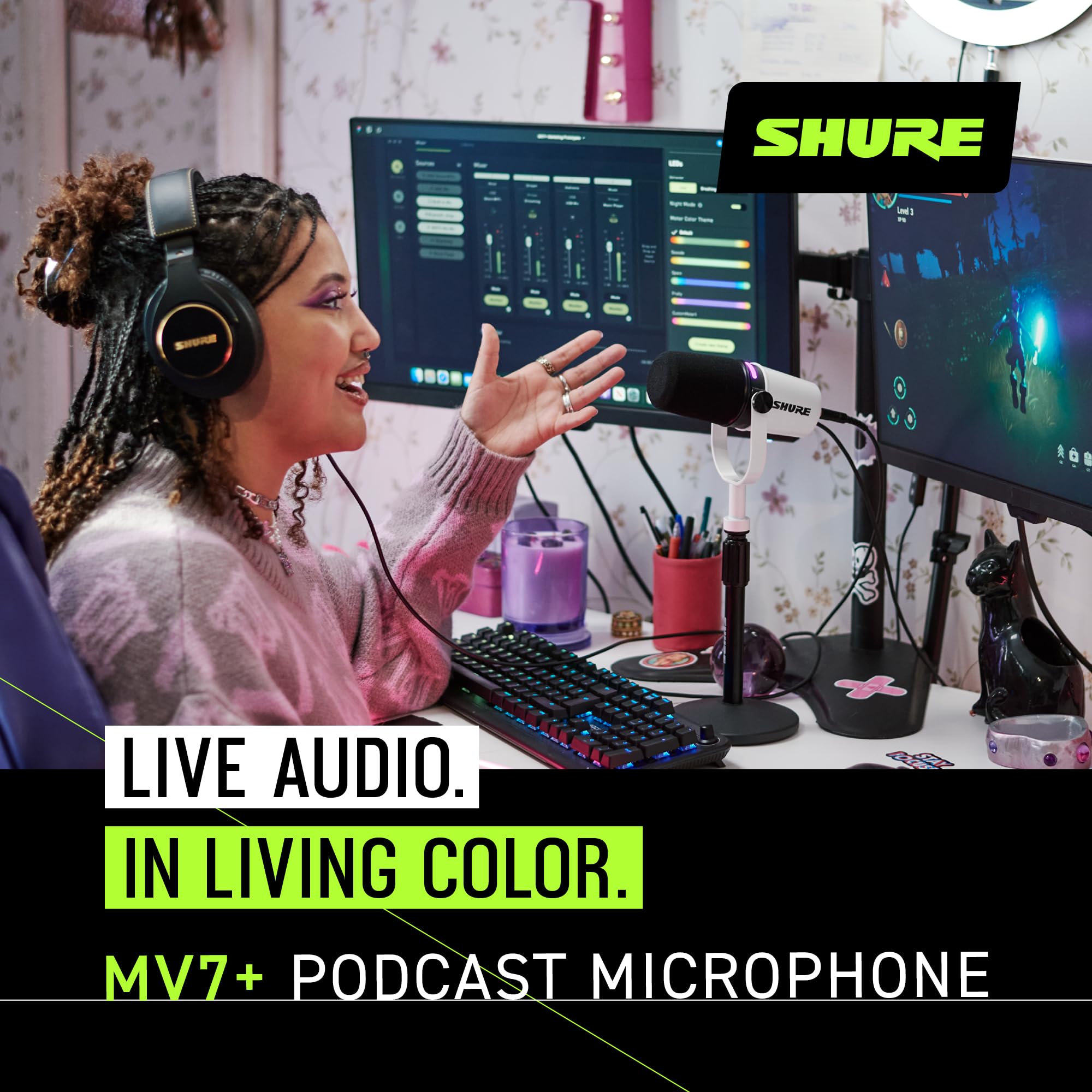 Foto 5 pulgar | Micrófono Shure Mv7+ Podcast Dynamic Con Certificación Obs - Blanco - Venta Internacional.