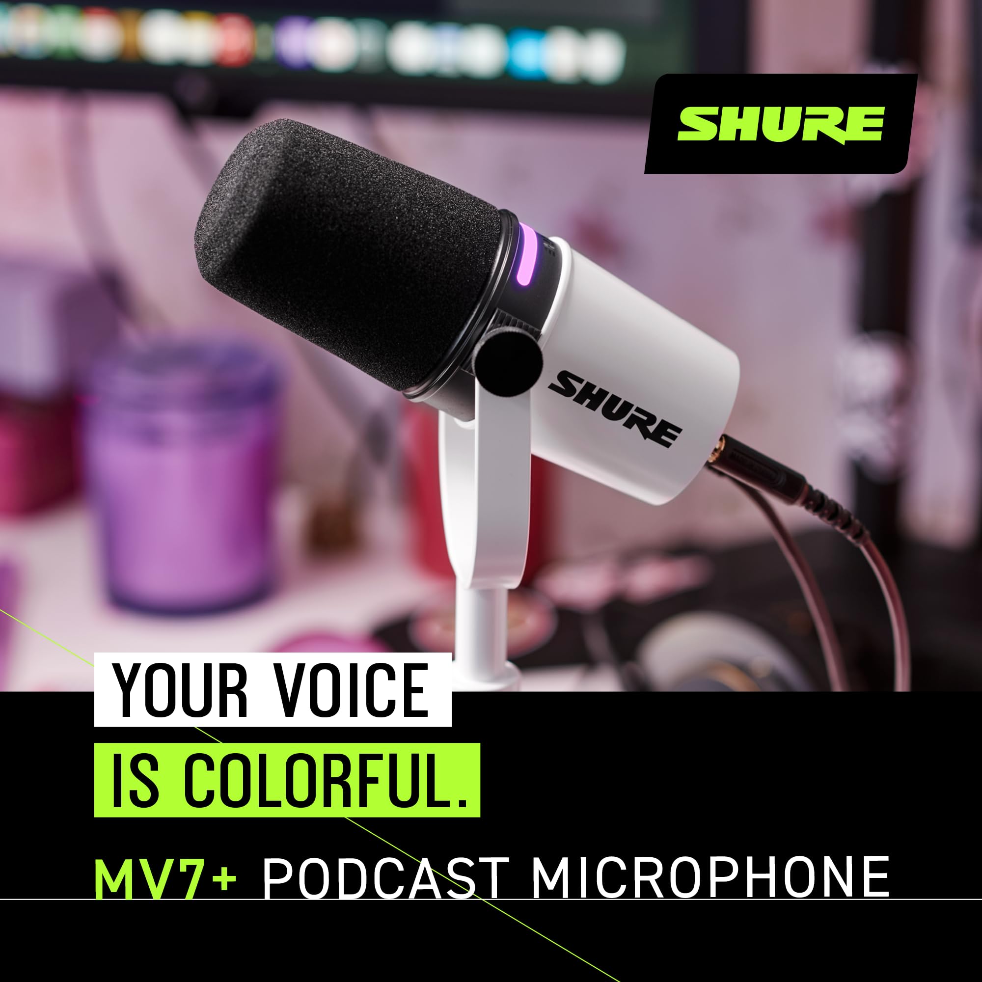 Foto 7 pulgar | Micrófono Shure Mv7+ Podcast Dynamic Con Certificación Obs - Blanco - Venta Internacional.