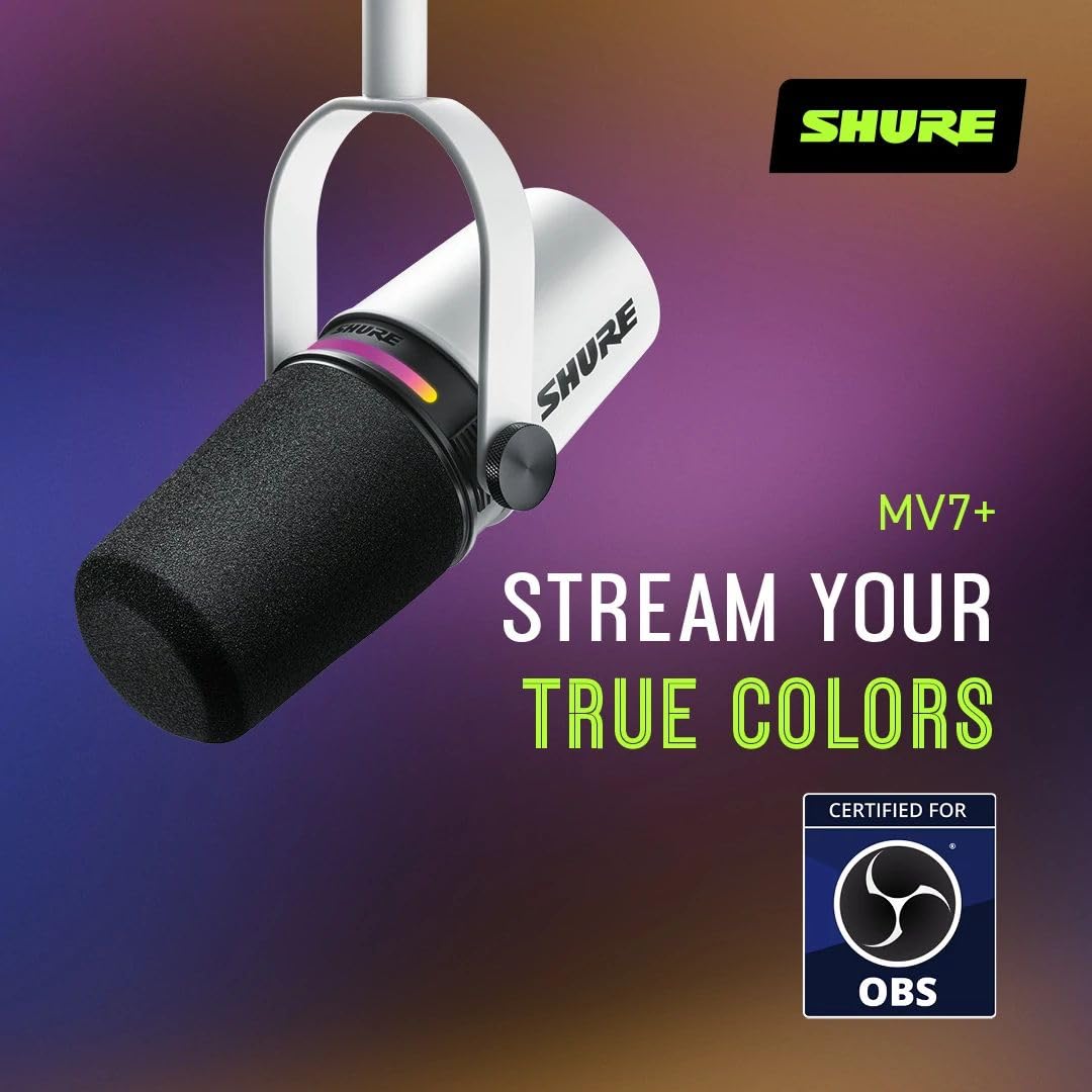 Foto 8 pulgar | Micrófono Shure Mv7+ Podcast Dynamic Con Certificación Obs - Blanco - Venta Internacional.