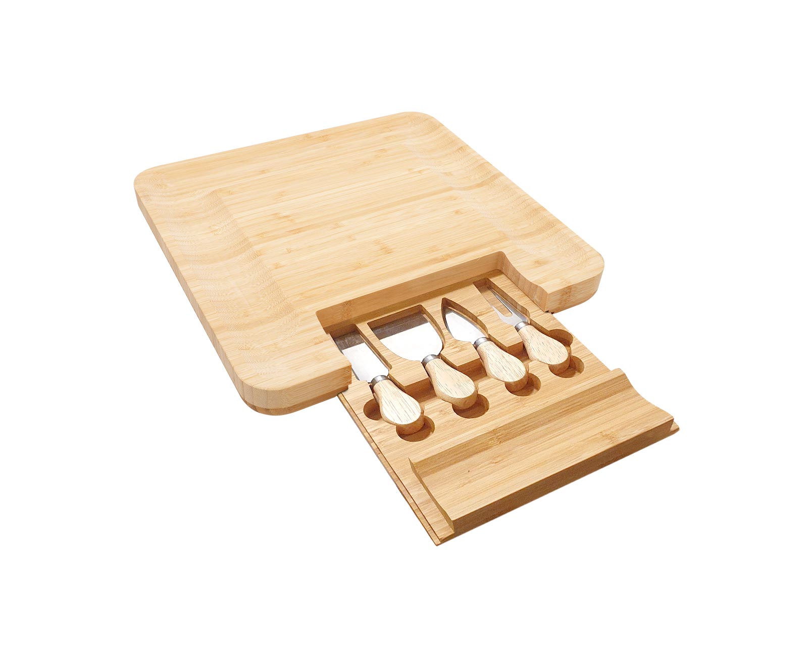 Tabla para Quesos y Carnes Frías de Bambú con Accesorios Redlemon color Beige $549