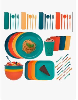 Foto 1 | Kit Vajilla 52 Pzas Juego Cocina Ecológica Reutilizable Color Naranja Lisa