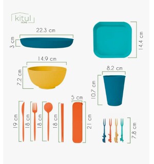 Foto 4 | Kit Vajilla 52 Pzas Juego Cocina Ecológica Reutilizable Color Naranja Lisa
