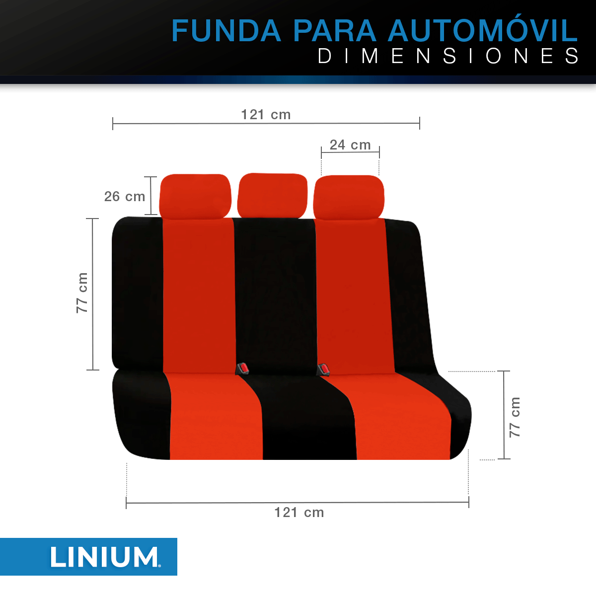 Foto 2 | Funda Linium para Asientos Traseros de Automóvil Coche Universal Roja