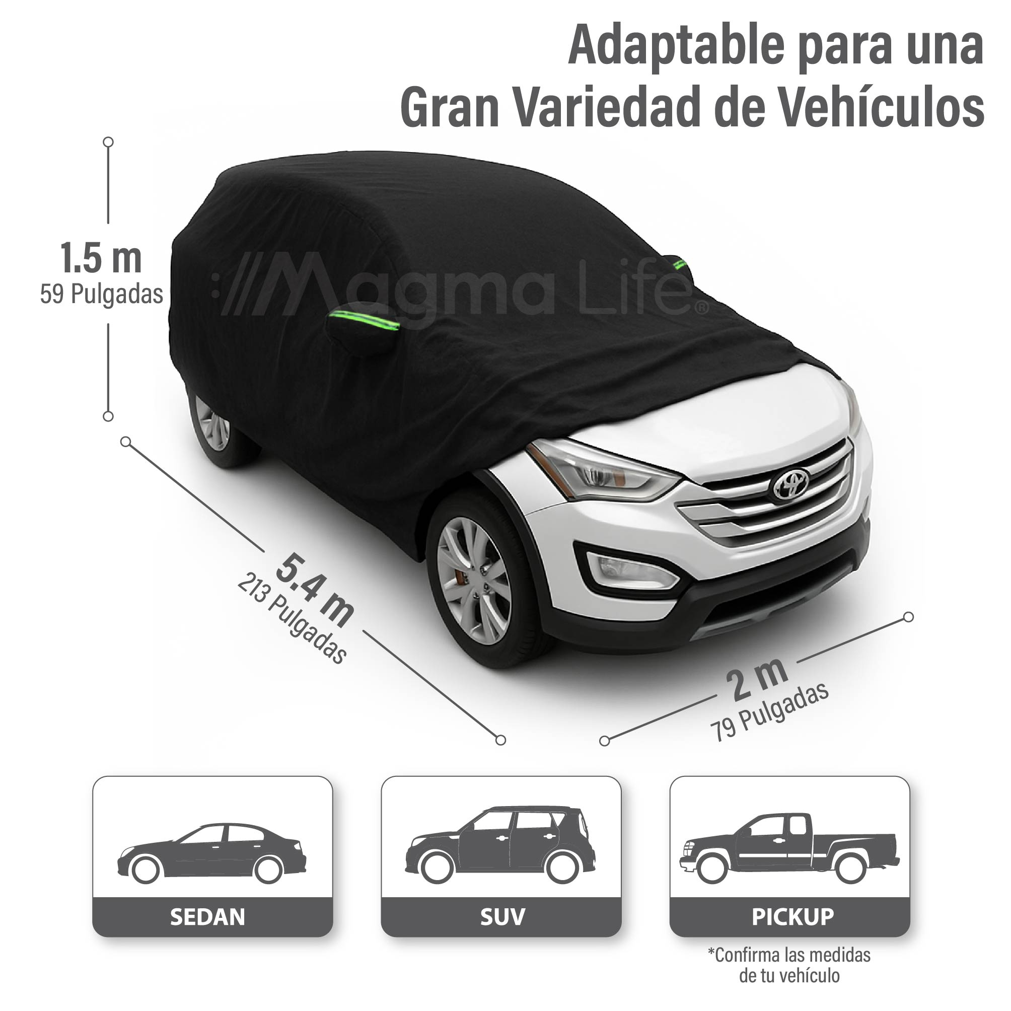 Foto 3 | Magma Life Cubierta Para Auto, Impermeable Y Antipolvo, Protección Contra Rayos Uv Y Lluvia, Material Resistente