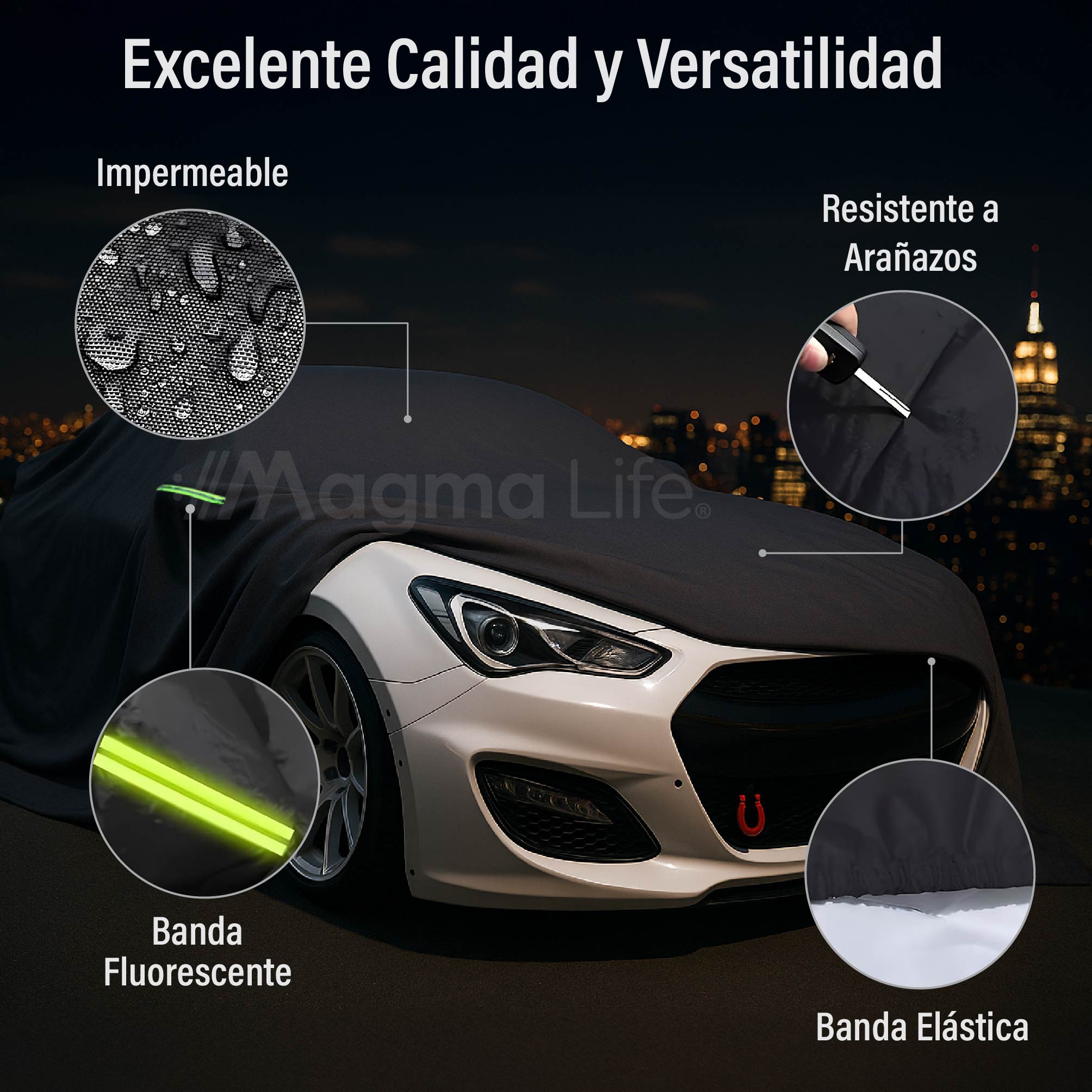 Foto 6 | Magma Life Cubierta Para Auto, Impermeable Y Antipolvo, Protección Contra Rayos Uv Y Lluvia, Material Resistente