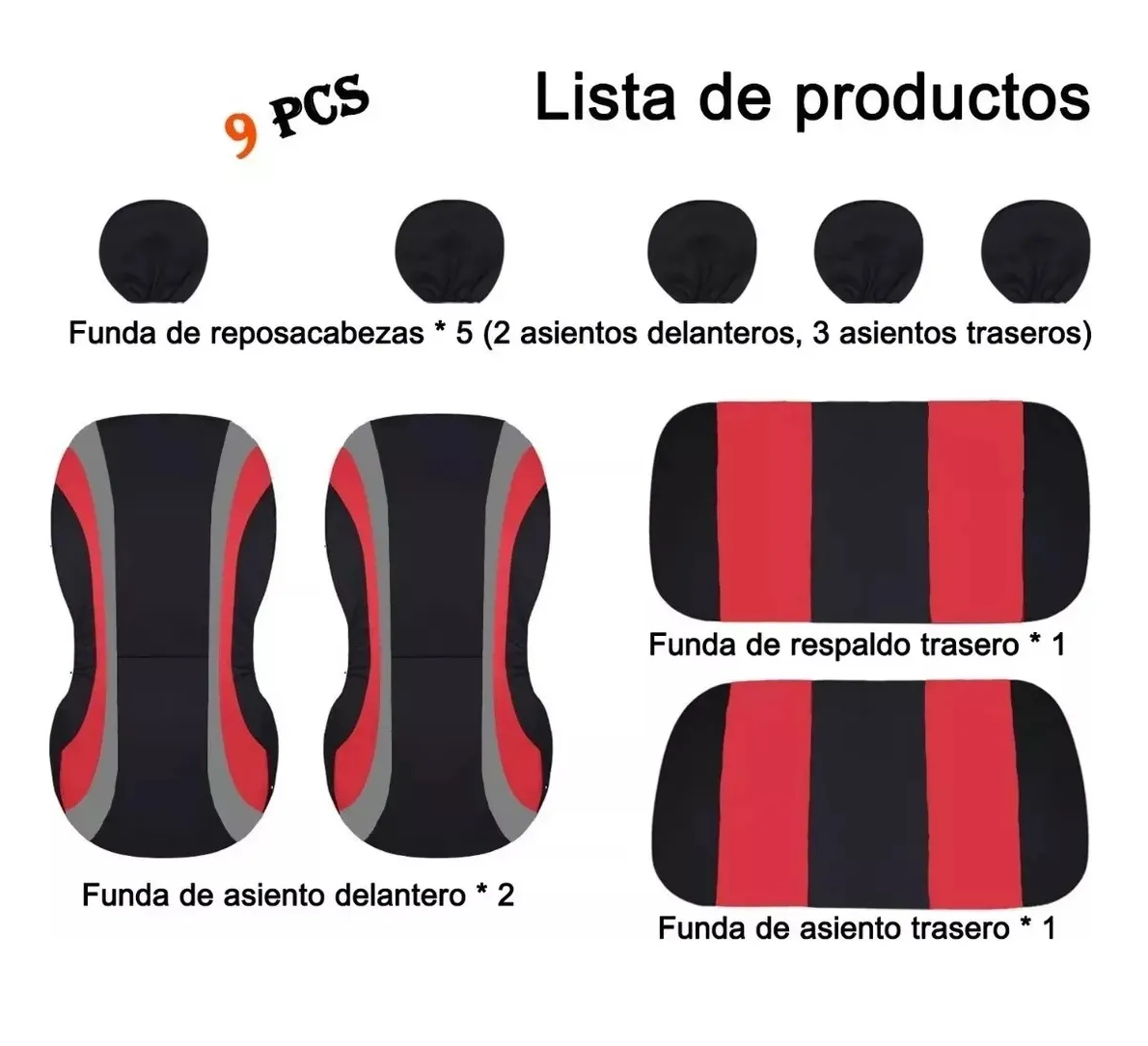 Foto 3 | ''funda Universal Para Asiento De Automóvil 11 Pz Negro Con Rojo ''