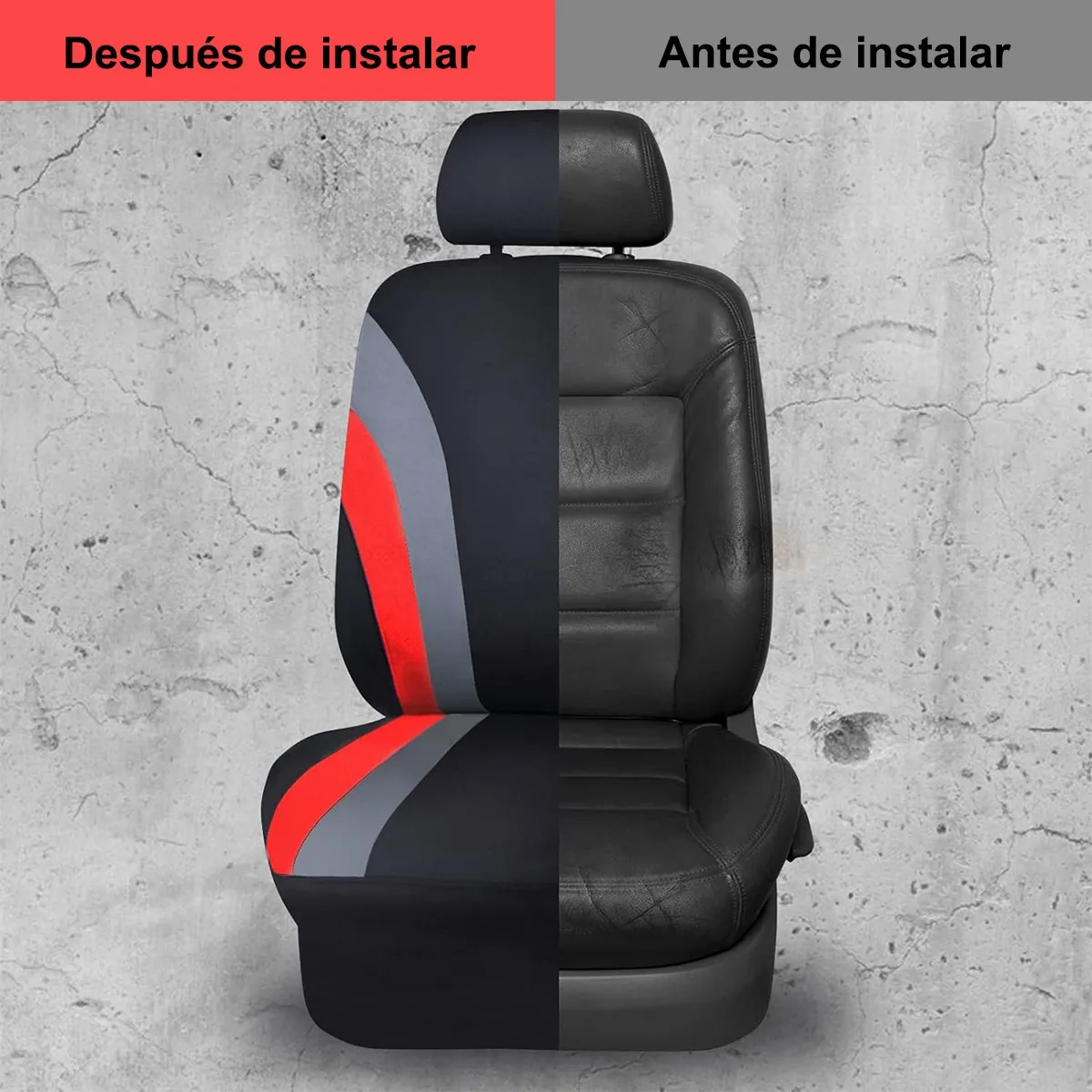 Foto 5 pulgar | ''funda Universal Para Asiento De Automóvil 11 Pz Negro Con Rojo ''