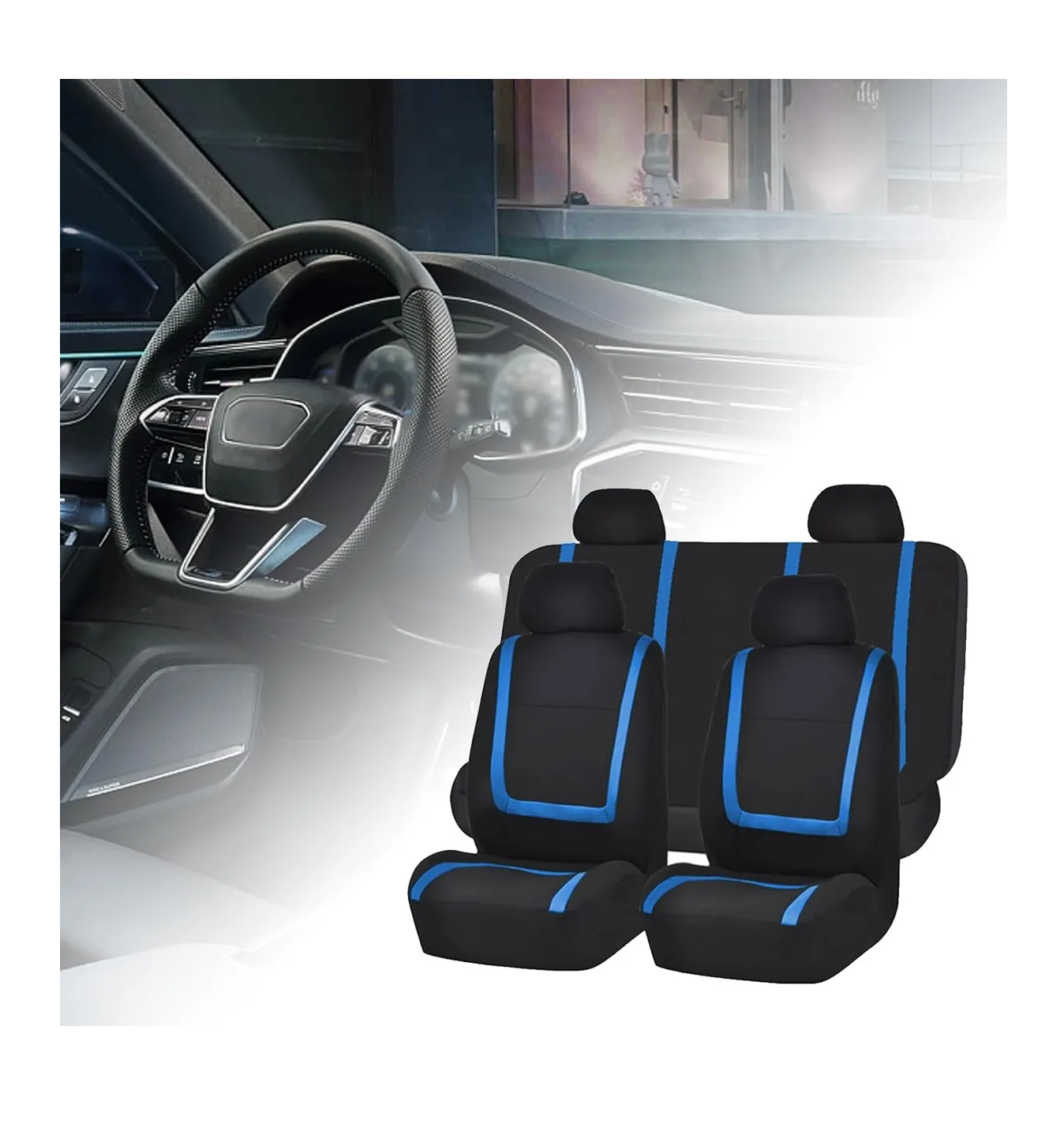 Foto 4 pulgar | Funda De Asiento Universal Para Todas Las Estaciones 9 Piezas Negro Azul Banda