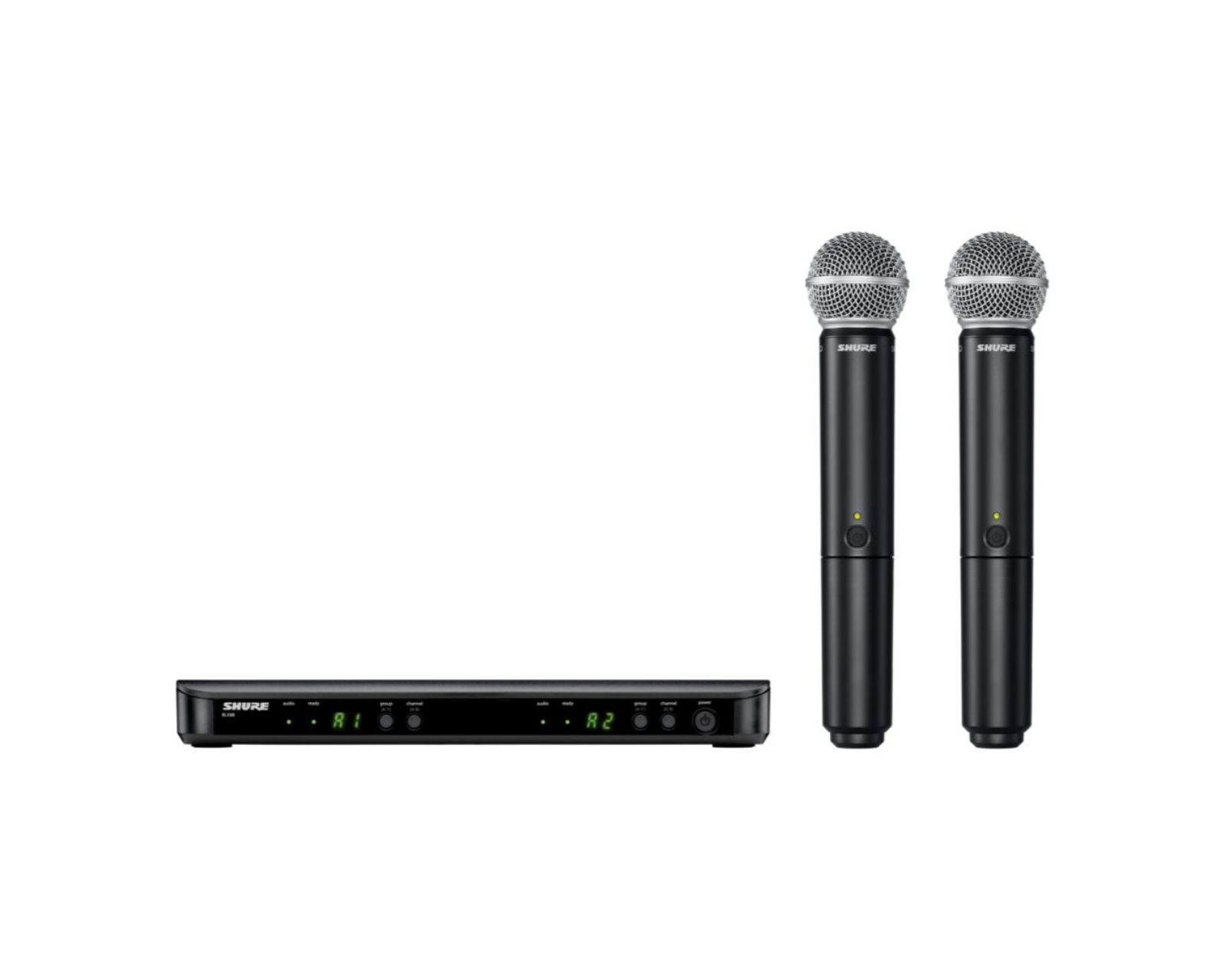 Sistema Inalámbrico Vocal Shure Blx288-sm58 con 2 Micrófonos Sm58 y Receptor Negro