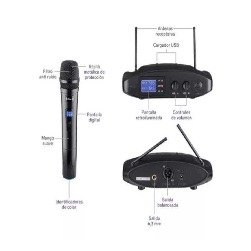 Foto 6 pulgar | Sistema Profesional de 2 Micrófonos Inalámbricos Steren Wr-810 Uhf con Batería Recargable