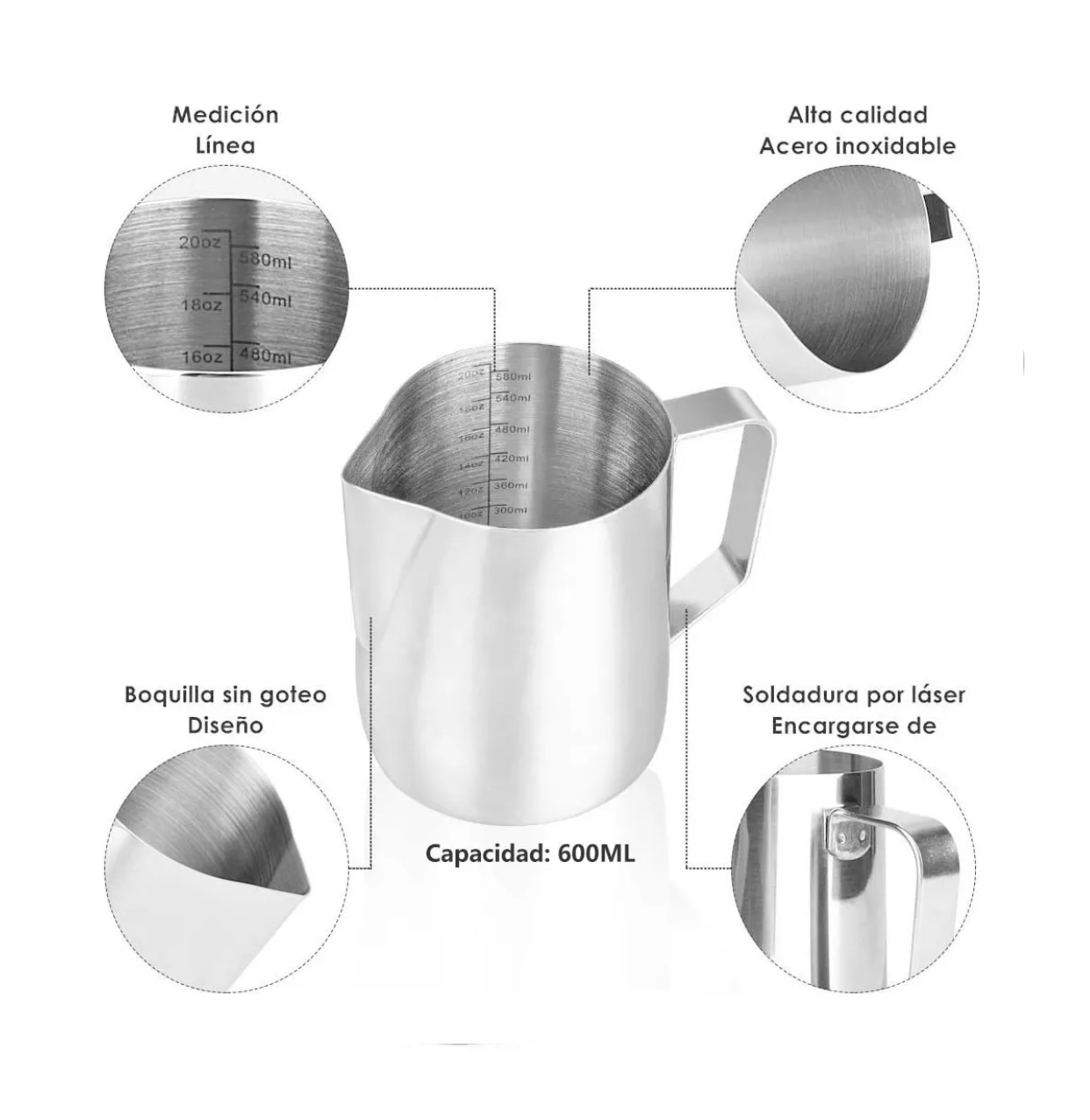 Foto 3 | Jarra para Espumar 600 ml Plata