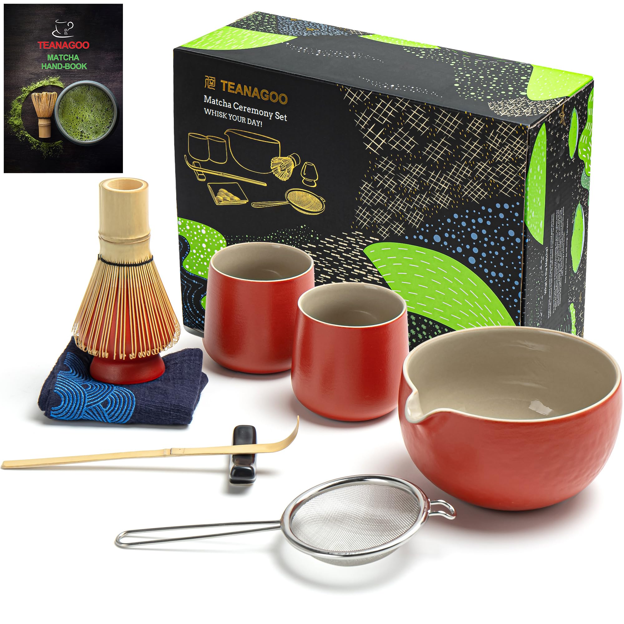 Foto 2 pulgar | Juego De Batidores Para Matcha Teanagoo, Cerámica, Rojo, Con Cuenco, 510 Ml, 2 Tazas - Venta Internacional.