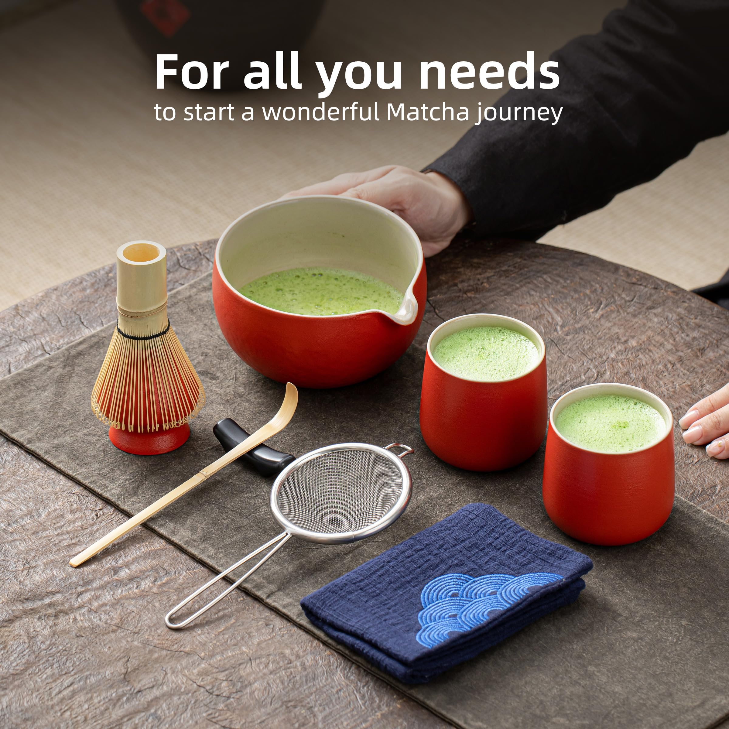 Foto 5 pulgar | Juego De Batidores Para Matcha Teanagoo, Cerámica, Rojo, Con Cuenco, 510 Ml, 2 Tazas - Venta Internacional.