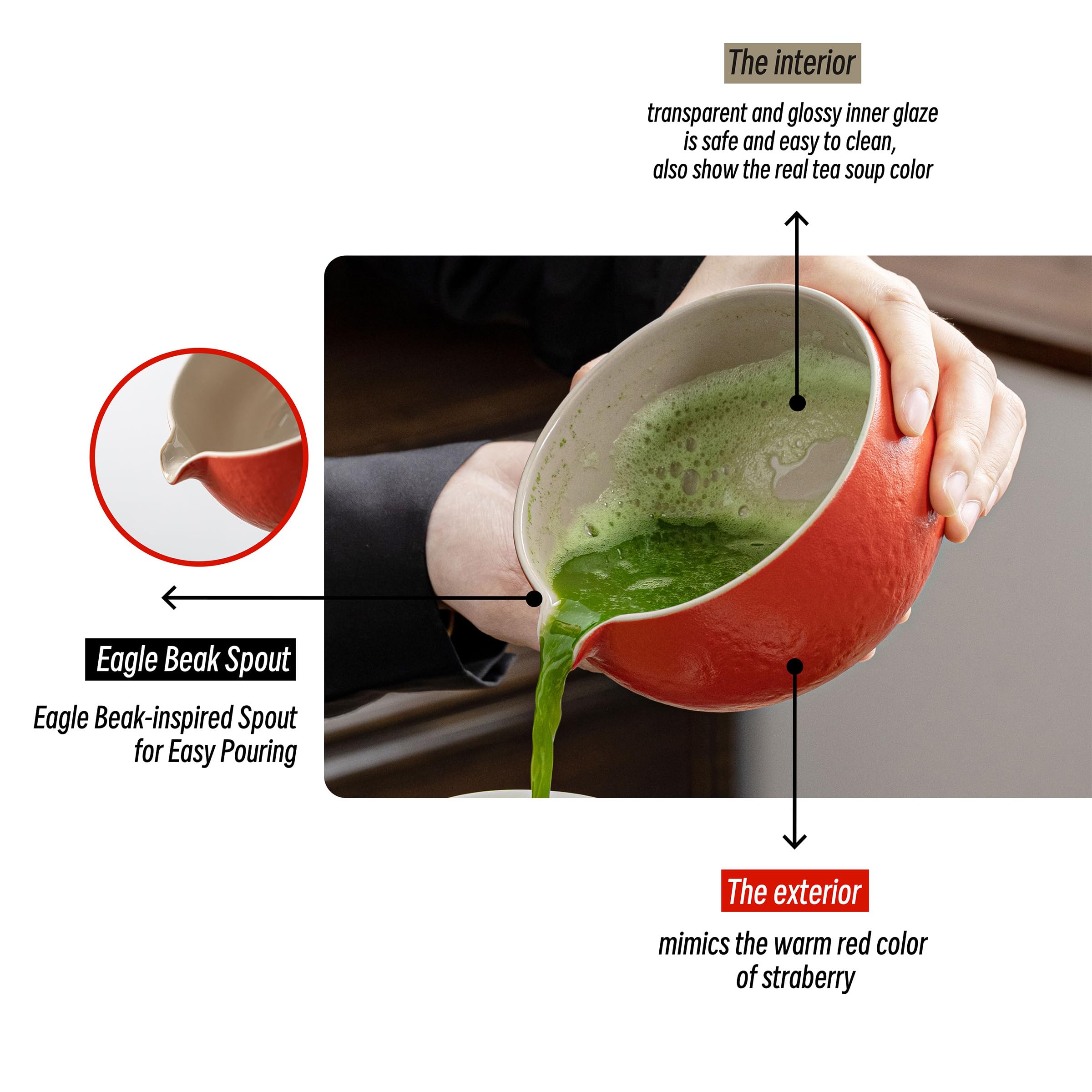 Foto 8 pulgar | Juego De Batidores Para Matcha Teanagoo, Cerámica, Rojo, Con Cuenco, 510 Ml, 2 Tazas - Venta Internacional.