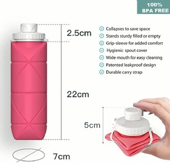 Foto 3 | Botella para Agua Malubero color Rosa Plegable de Silicón