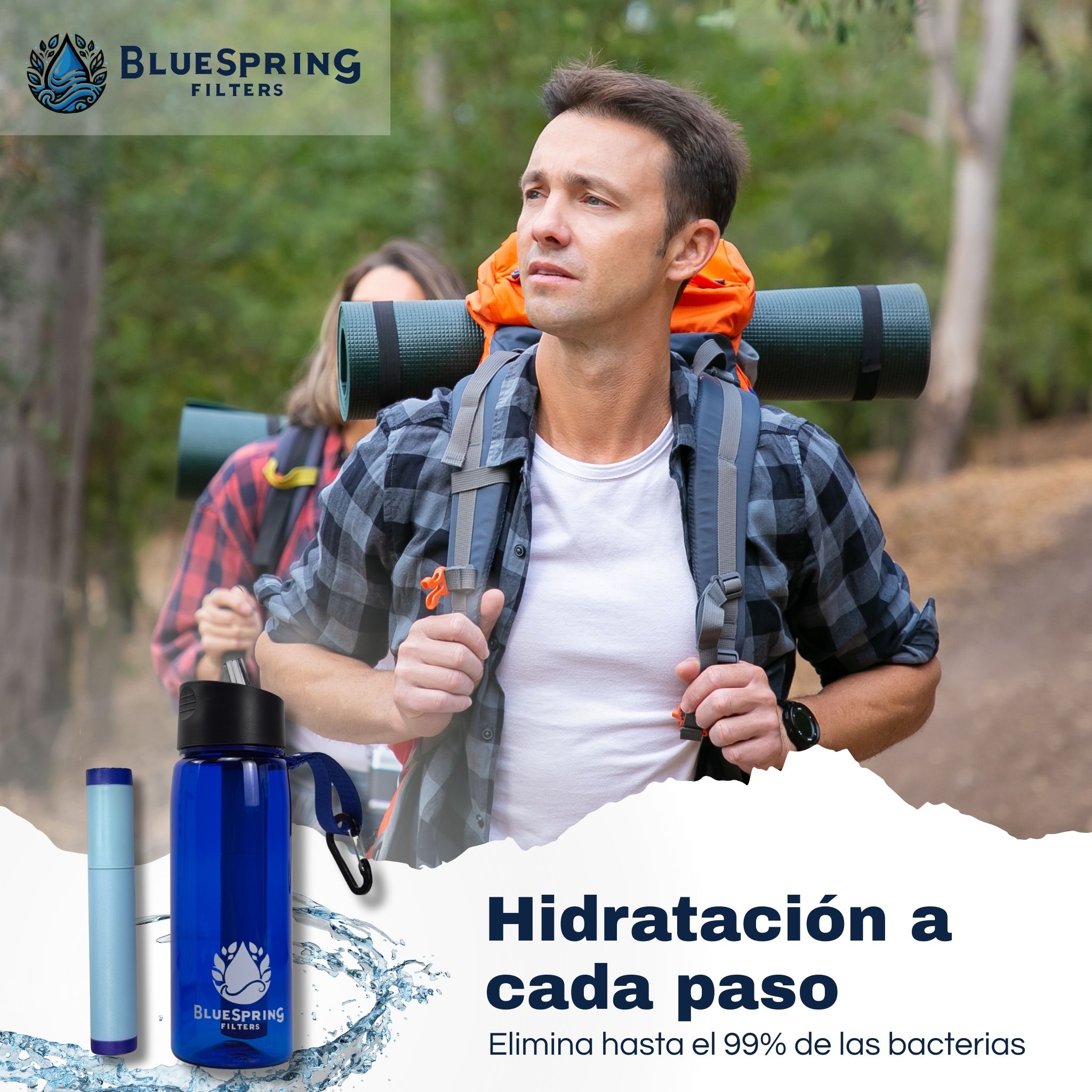 Foto 4 | Botella De Agua Con Filtro Integrado Bluespring. Ideal Para Actividades Al Aire Libre. Elimina El 99% De Las Bacterias.