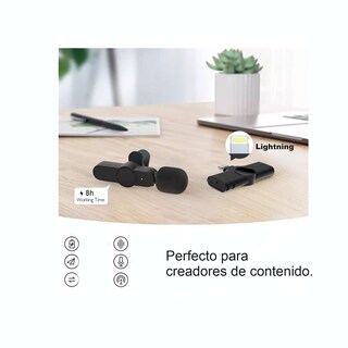 Foto 4 | Micrófono Doble de Solapa Inalámbrico Lightning Elegate Adpw3ip color Negro