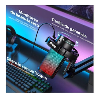 Foto 3 | Micrófono Pc Gamer, Micrófono Usb Condensador Con Cancelación De Ruido Negro Belug