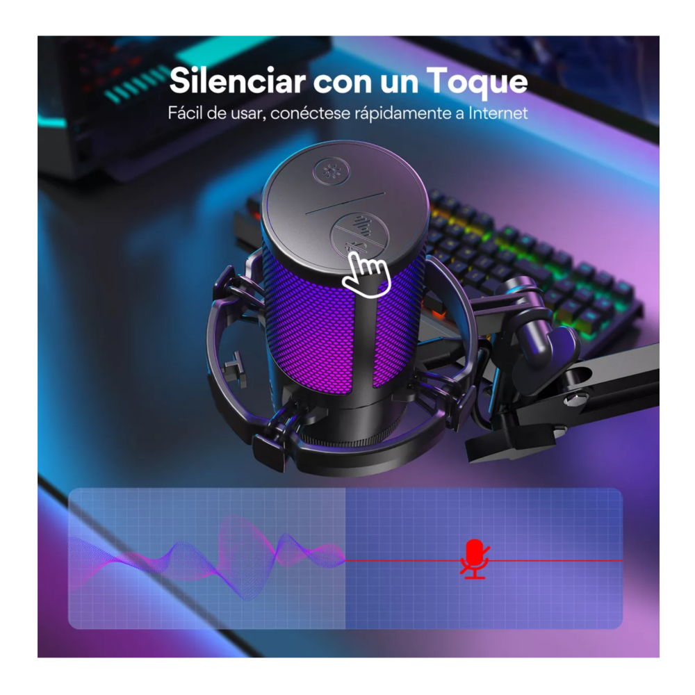 Foto 4 | Micrófono Pc Gamer, Micrófono Usb Condensador Con Cancelación De Ruido Negro Belug